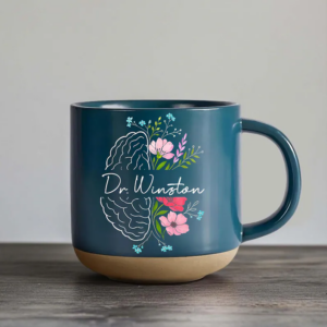 Custom Floral Brain Mug, Psychology Doctor Coffee Cup, Custom Counselor Gift, Mental Health Therapist Cup with Name, Brain Art Mug